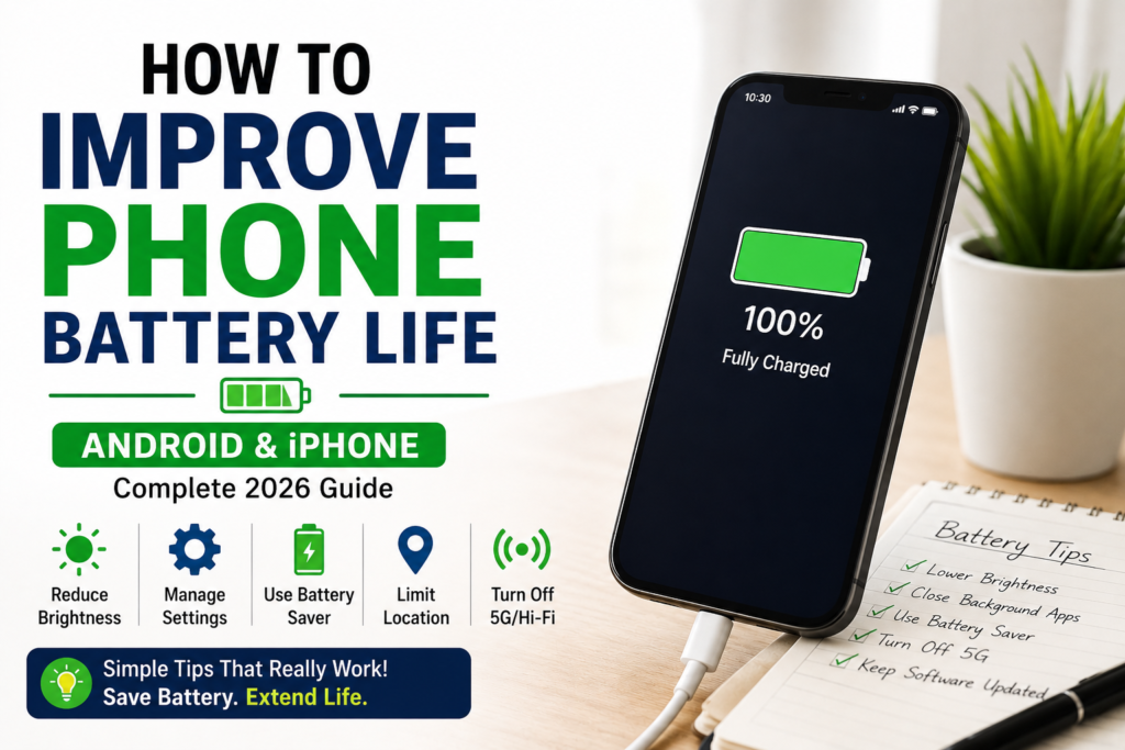 How to Improve Phone Battery Life (Android & iPhone) – Complete 2026 Guide
